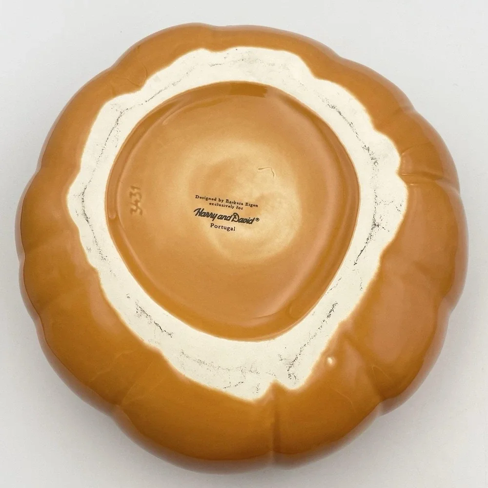 Barbara Eigen Harry & David‎ Pumpkin Covered Tureen Bowl Portugal Ceramic 9
